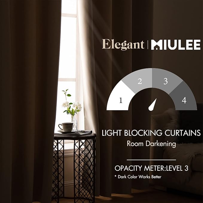 MIULEE Room Darkening Extra Long Curtains Thermal Insulated Drapes Solid Window Treatment Set Grommet Top Light Blocking Blackout Curtain for Living Room/Bedroom 2 Panels 52 x 120 inch Beige