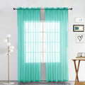 SpaceDresser Sheer Voile Window Treatment Rod Pocket Curtain Panels for Kitchen Bedroom Living Room Drapes Sunlight Filtering Privacy Semi Home Decor Assorted Colors Sizes (Turquoise, 52 W x 108 L)