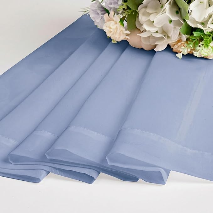 Chyhomenyc Sheer Tier Curtains 24 Inch Length - Small Window Kitchen Curtains for Bathroom Living Room Basement, Farmhouse Short Voile Curtain 42Wx24L, Rod Pocket, 2 PCS, Denim Blue
