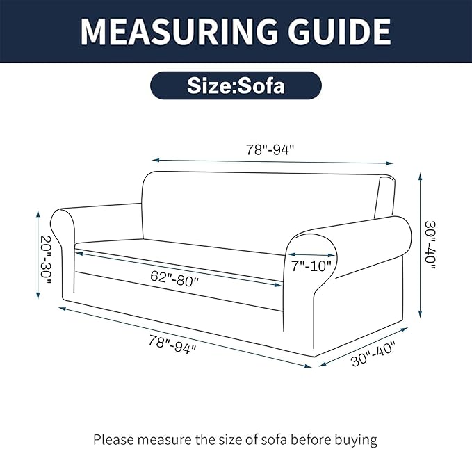 Cupuamon 2026 New Stretch Sofa Slipcovers Couch Cover for 3 Cushion Furniture Protector Sofa Covers with Elastic Bottom Jacquard Fabric Small Checks for Pets, Kids -Sofa, Riverside