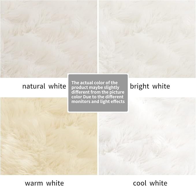 Faux Fur Area Rug, White Fluffy Rugs for Bedroom Living Room, 4'x6' Soft Shaggy Fuzzy Rug for Nursery, Indoor Plush Floor Carpets for Kids Girls Boys Teen Dorm, Cute Home Decor, Rectangle