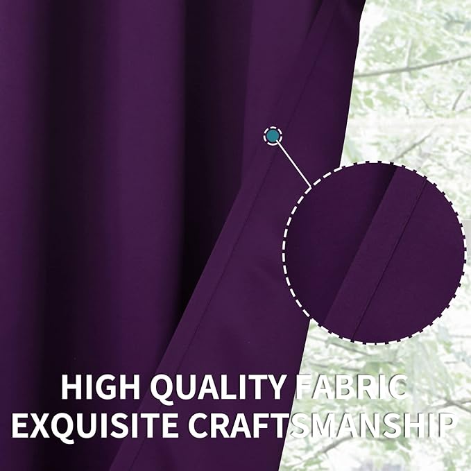 BGment Blackout Curtains - Grommet Thermal Insulated Room Darkening Bedroom and Living Room Curtain, Set of 2 Panels (52 x 45 Inch, Royal Purple)