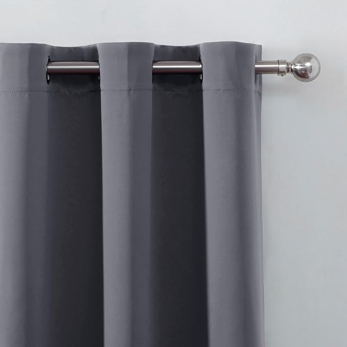 LEMOMO Blackout Curtains 52 x 90 Inch Long Grey Curtains Set of 2 Panels Room Darkening Curtains for Bedroom and Living Room