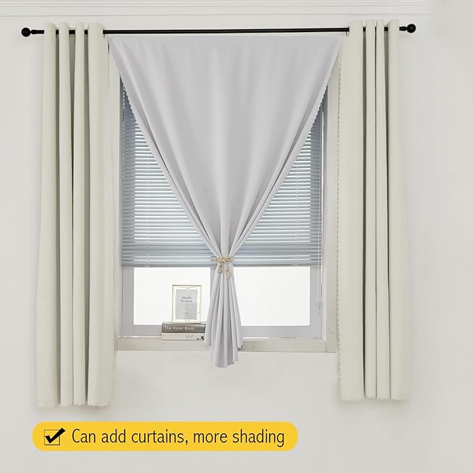 Blackout Curtains for Bedroom Sticky Curtain Blackout Window Cover Self Adhesive Curtains Rod No Drillng, 59" W X 71" L, Light Grey, 1 Panel