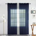 SpaceDresser Sheer Voile Window Treatment Rod Pocket Curtain Panels for Kitchen Bedroom Living Room Drapes Sunlight Filtering Privacy Semi Home Decor Assorted Colors Sizes (Navy, 52 W x 54 L)