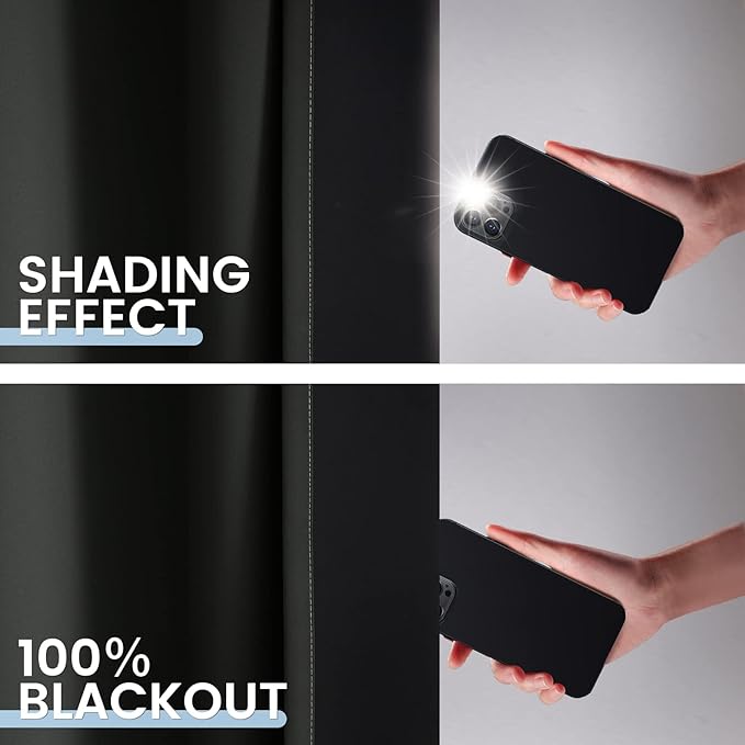 SimpleHome Ombre Room Darkening Curtains for Bedroom, Gradient Black to Grey White Light Blocking Thermal Insulated Grommet Window Curtains/Drapes for Living Room,2 Panels, 52x45 inches Length