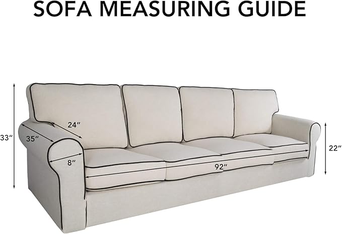 PureFit Super Stretch 4 Seater Sofa Slipcover – Spandex Non Slip Soft Couch Sofa Cover, Washable Furniture Protector with Non Skid Foam and Elastic Bottom for Kids, Pets （XX Large, Black）