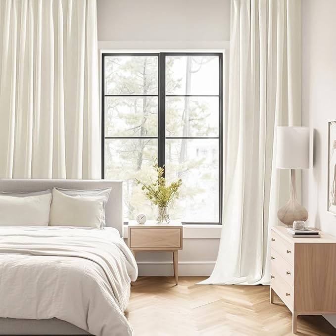 MIULEE Cream Back Tab Blackout Curtains 102 Inch Long 2 Panels Set for Bedroom, Rod Pocket/Pinch Pleated Thermal Insulated Living Room Darkening Light Blocking Floor to Ceiling Drapes