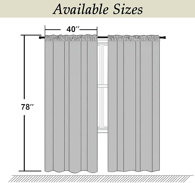 Simplebrand Ava Denim Blackout Curtains for Bedroom, 78 Inch Length, 2 Panels Set, Privacy Thermal Insulated Rod Pocket Window Curtains for Patio, French Door, W40 x L78 Inch