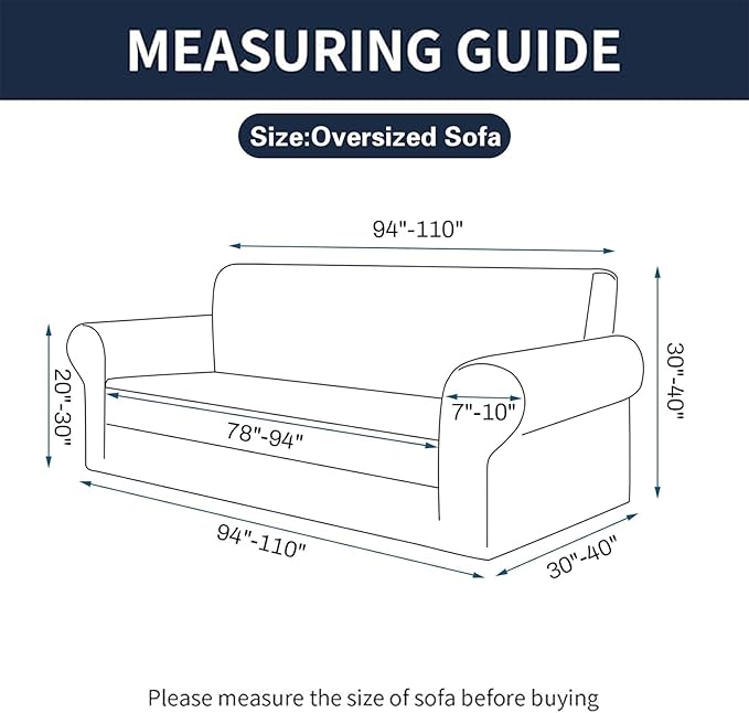 Cupuamon 2026 New Stretch Oversized Sofa Slipcovers Couch Sofa Cover for 4 Seater Furniture Protector Covers with Elastic Bottom Jacquard Fabric Small Checks for Pets, Kids - Classic Blue