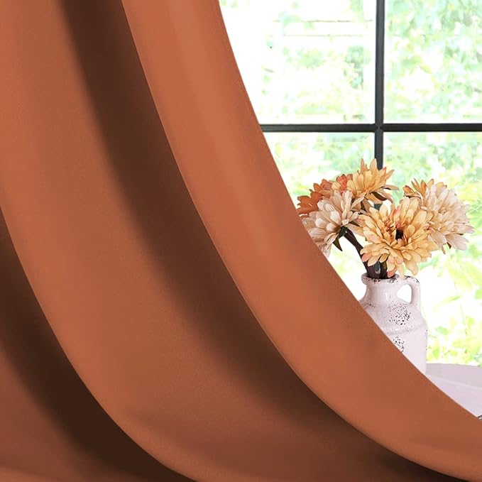 NICETOWN Modern Blackout Curtains Noise Reducing, Thermal Insulated and Privacy Room Darkening Drape Panels for Boy's Guest Room Door Window (Burnt Orange, 2 Panels, W42 x L72 -Inch)