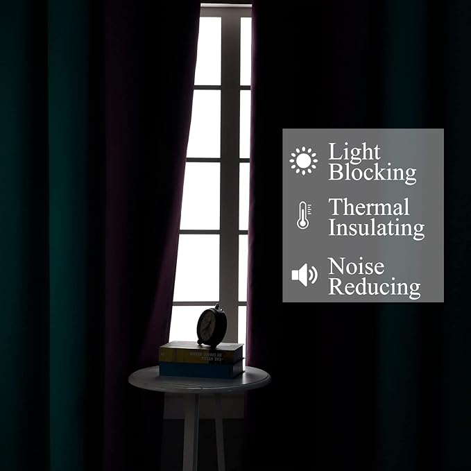 Estelar Textiler Ombre Purple Blackout Curtains 96 Inches Long, Teal Curtains for Living Room, Grommet Thermal Insulated Gradient Drapes, Full Light Blocking Curtains for Bedroom,52x96 Inch, 2 Panels