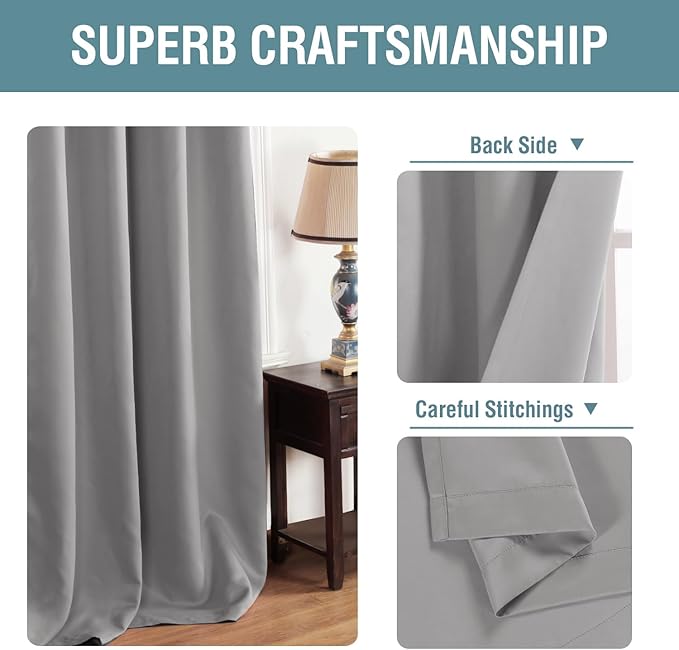 H.VERSAILTEX Blackout Curtain for Living Room Thermal Insulated Window Treatment Curtain 54 inch Length Energy Saving Solid Grommet Top Blackout Drape, One Panel, Dove Gray, 52" W x 54" L