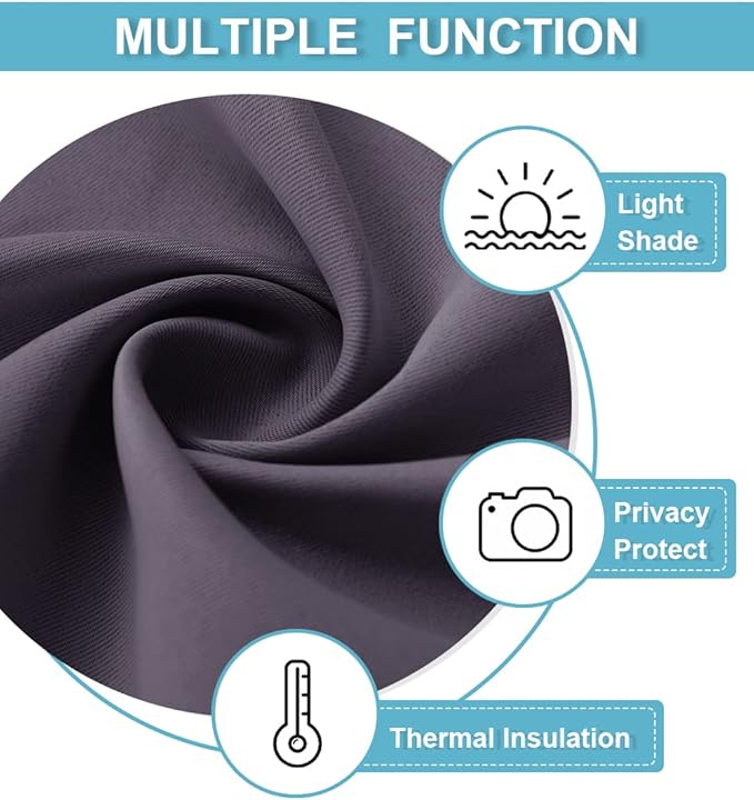 RYB HOME Blackout Curtains for Bedroom Living Room 63 inches Long, Thermal Insulated Privacy Rod Pocket Drapes for Nursery Office Home Theater, Width 42 by Length 63, Greyish Purple, 2 Panels