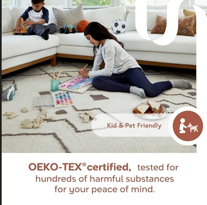 nuLOOM 7'6' x 9'6' Cozy Plush Area Rug, Machine Washable, Non-Slip, Soft Fluffy Shag Carpet for Living Room Bedroom Kids Room Nursery Home Decor, Jeni Grey