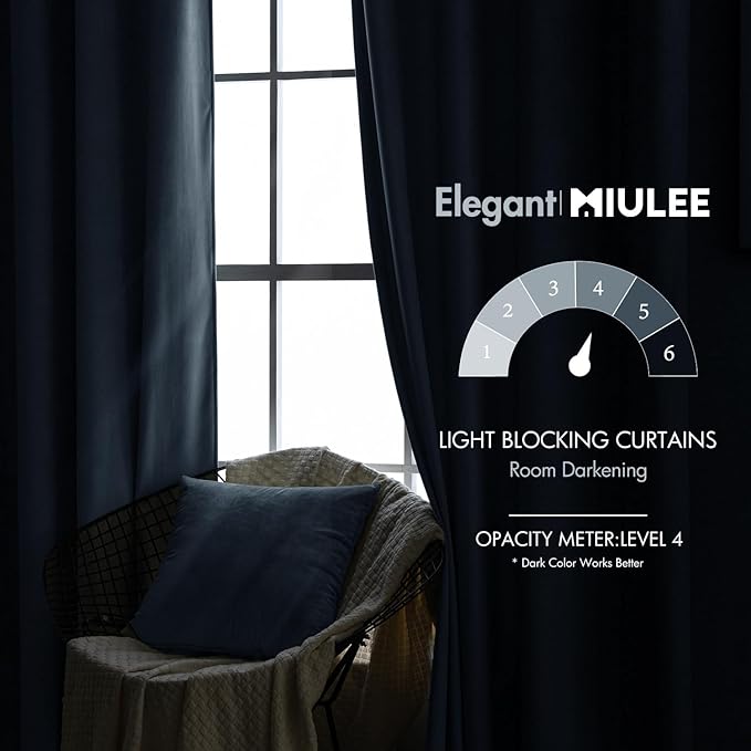 MIULEE Velvet Curtains 90 inches - Luxury Blackout Curtains for Bedroom Living Room Thermal Insulated Super Soft Window Drapes Rod Pocket & Back Tab, Stone Blue, W52 x L90 inches, 2 Panels
