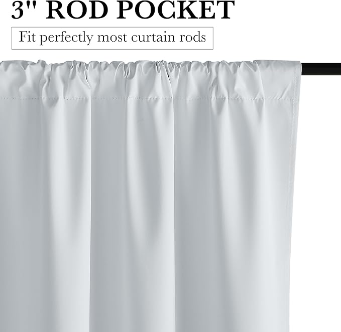 RYB HOME White 100% Blackout Curtains, Short Thermal Insulated Heat & UV Blocking Total Room Darkening Privacy Drapes for Small Window, Width 42 by Length 48, White, 2 Panels