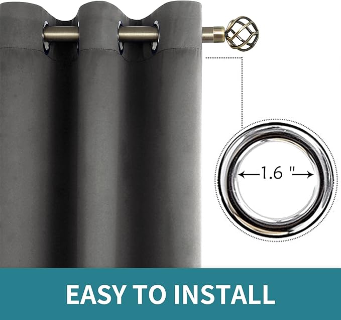 BGment Blackout Curtains for Bedroom - Grommet Thermal Insulated Room Darkening Curtains for Living Room, Set of 2 Panels, Each 46 x 84 Inch, Dark Grey