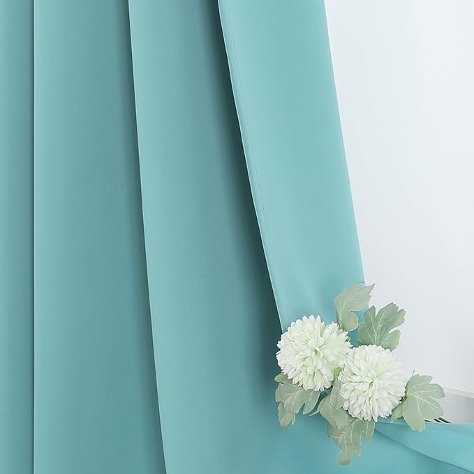 ChrisDowa Small Window Curtains 36 inches Long for Bedroom - Grommet Short Thermal Insulated Room Darkening Curtains for Kitchen (2 Panels, Aqua, 52 x 36 Inch)