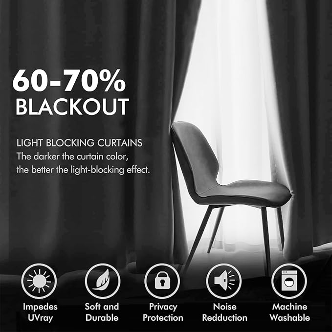 MIULEE 2 Pieces Greyish White Velvet Curtains Exquisite & Elegant Grommet Thermal Soundproof Room Darkening Light Blocking Curtains/Drapes for Living Room Bedroom 52 x 90 Inch