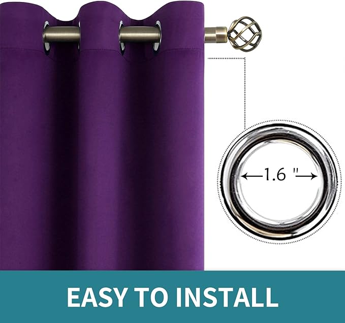 BGment Blackout Curtains - Grommet Thermal Insulated Room Darkening Bedroom and Living Room Curtain, Set of 2 Panels (52 x 84 Inch, Royal Purple)