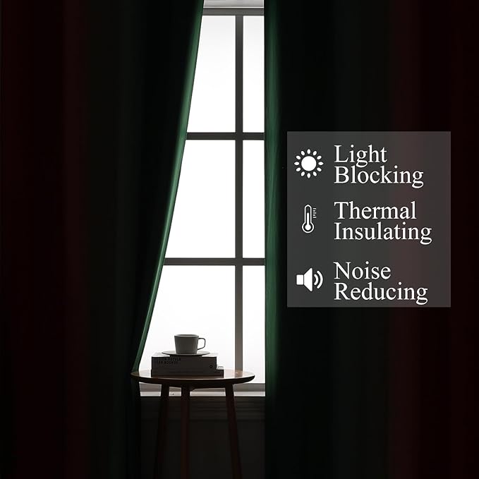 Estelar Textiler Red and Green Blackout Curtains for Kitchen 54 Inch Length, Full Room Darkening Gradient Grommet Drapes for Kids Room, Thermal Insulated Ombre Curtains for Bathroom, 52Wx54L, 2 Panels