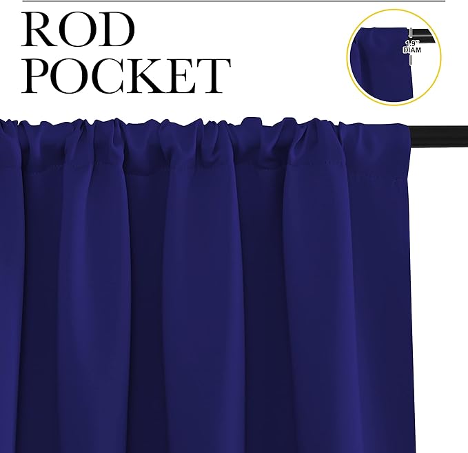 NICETOWN RV Blackout Curtains for Camper Windows, Navy Blue, 42" x 36", Set of 2, Kitchen Curtains, Short Blackout Drapes, Thermal Insulated Rod Pocket Window Treatment Draperies for Nursery