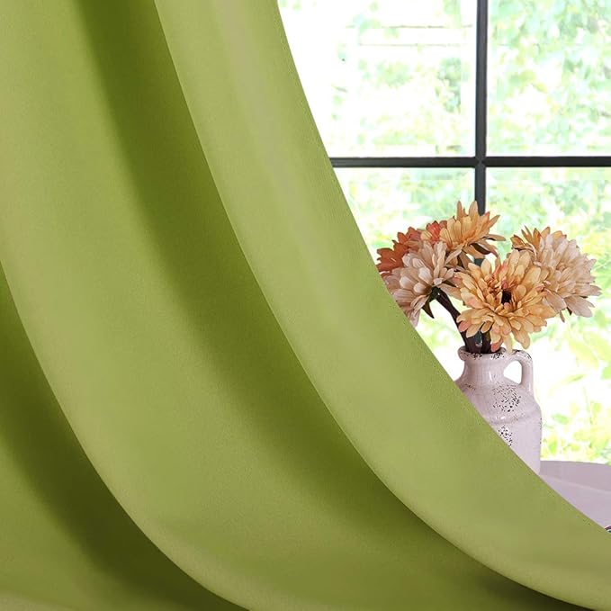 NICETOWN Window Drapery Panels Blackout Curtains, Window Treatment Thermal Insulated Solid Grommet Blackout Drapes for Bedroom (Set of 2 Panels, 42 by 72 Long, Fresh Green)