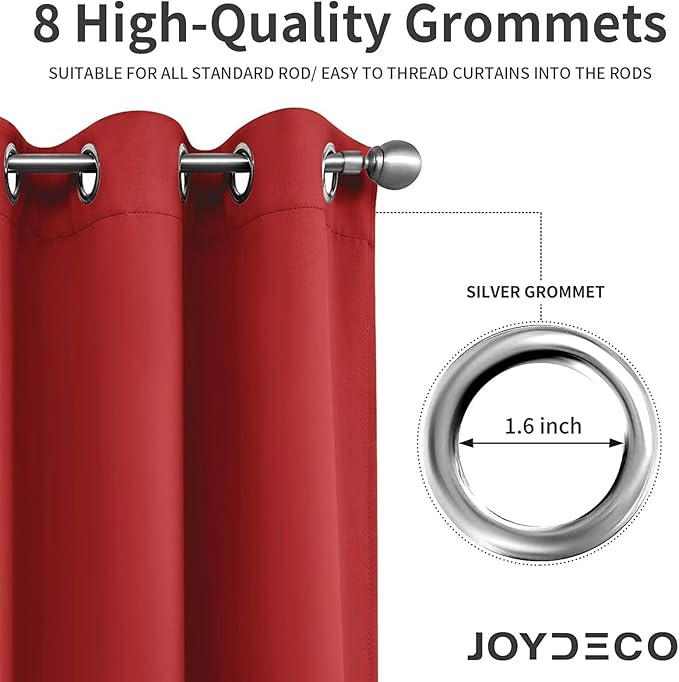 Joydeco Red Custom Solid Single Blackout Curtain for Bedroom and Living Room, Grommet Thermal Insulated Room Darkening Curtain 1 Panel (Custom Size,Red)