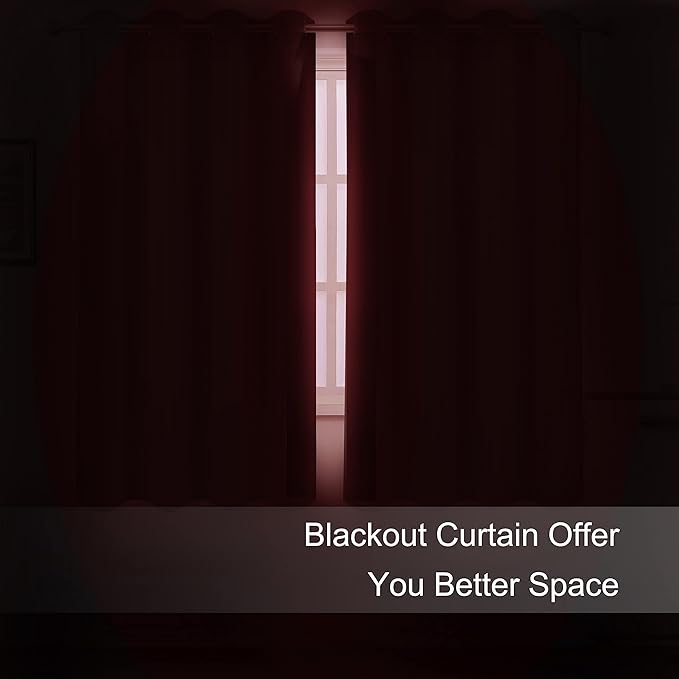 LEMOMO Bright Red Blackout Curtains 52 x 63 Inch Length/Set of 2 Curtain Panels/Thermal Insulated Room Darkening Blackout Curtains for Bedroom