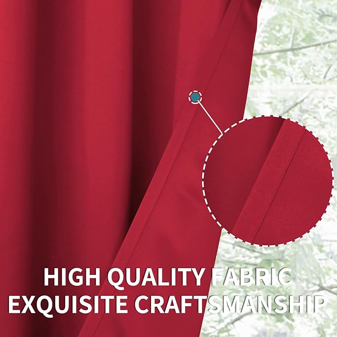 BGment Room Darkening Curtains 95 Inches Long - Grommet Thermal Insulated Drapes Window Treatment Curtains for Bedroom, 2 Panels, 52 x 95 Inch, Red