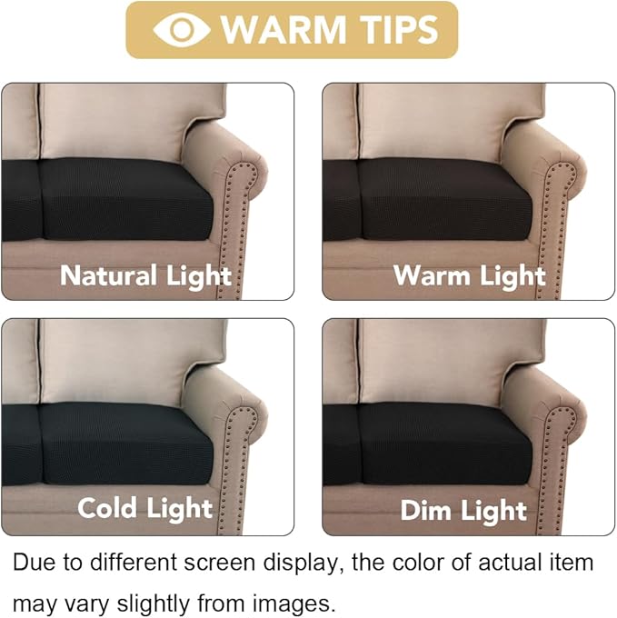H.VERSAILTEX High Stretch Couch Cushion Covers,Chair Sofa Seat Slipcovers Couch Cushion Cover Stretch Furniture Protector for Kids, Pets(2 Packs Cushion Loveseat Covers, Black)