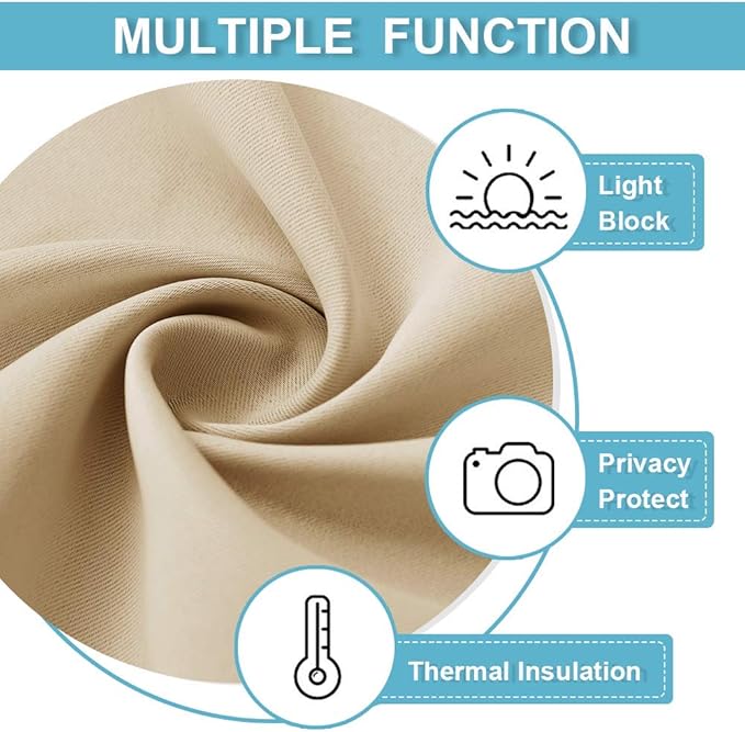 RYB HOME Extra Wide Curtains for Bedroom Living Room 63 inches Long, Thermal Insulated Privacy Drapes for Nursery Home Theater Dining Room, Width 62 by Length 63, Biscotti Beige, 2 Panels