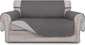 Easy-Going Reversible Loveseat Couch Cover for 2 Cushion Couch Sofa Cover for Dogs Water Resistant Furniture Protector with Foam Sticks Elastic Straps for Pet (Loveseat, Gray/Light Gray)