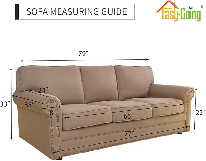Easy-Going Reversible Couch Cover for 3 Cushion Couch Sofa Cover for Dogs Water Resistant Furniture Protector Cover with Foam Sticks Elastic Straps for Pet Cat (Sofa, PeacockBlue/Beige)