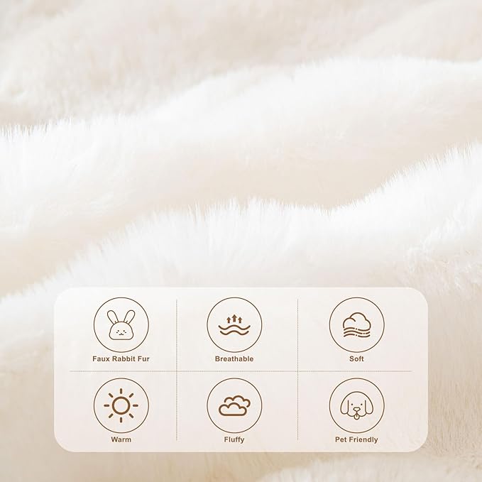HANDONTIME White Sofa Covers Dog Couch Cover Rabbit Plush L Shaped Couch Covers Faux Fur Sofa Slipcovers for 3 Seat Cushion Couches Shaggy Couch Cover Blanket Washable Thick Soft, 71" X118"