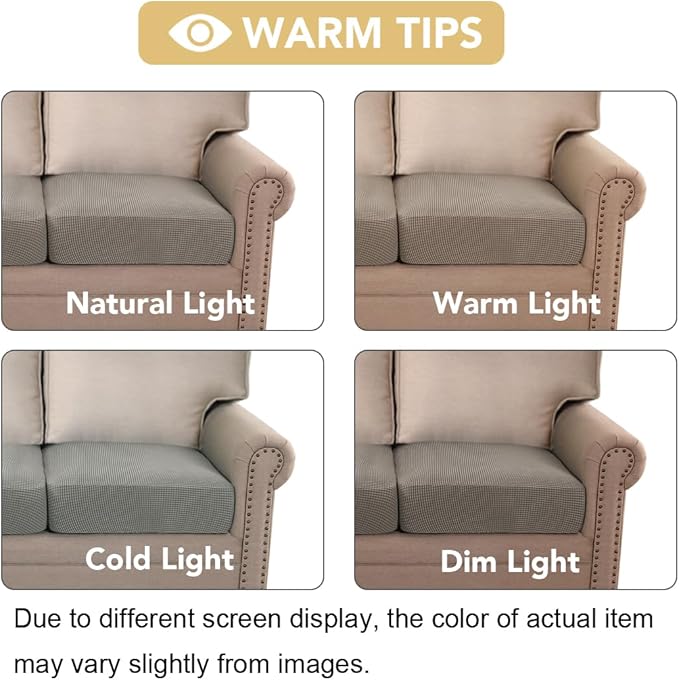 H.VERSAILTEX High Stretch Couch Cushion Covers,Chair Sofa Seat Slipcovers Couch Cushion Cover Stretch Furniture Protector for Kids, Pets(2 Packs Cushion Loveseat Covers, Taupe)