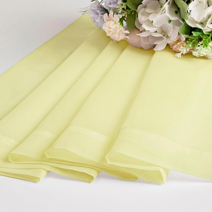 Chyhomenyc Sheer Curtains 36 inch Length 2 Panels Set - Light Filtering Voile Rod Pocket Short Window Curtians for Bathroom Living Room Farmhouse Small Windows, 42Wx36L inches, Light Yellow