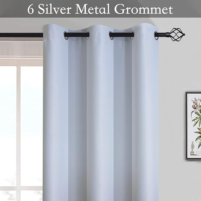 SimpleHome Ombre Curtains 42 x 63 Inch for Bedroom 2 Panels, Gradient Grey White to Grey Light Blocking Thermal Insulated Grommet Room Darkening Window Curtain/Drapes for Living Room