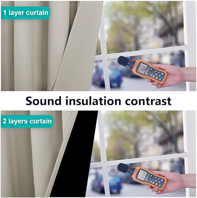NICETOWN 100% Blackout Window Curtain Panels, Cold and Full Light Blocking Drapes with Black Liner for Nursery, 84 inches Drop Thermal Insulated Draperies (Natural, 2 PCs, 62" Wide Each Panel)