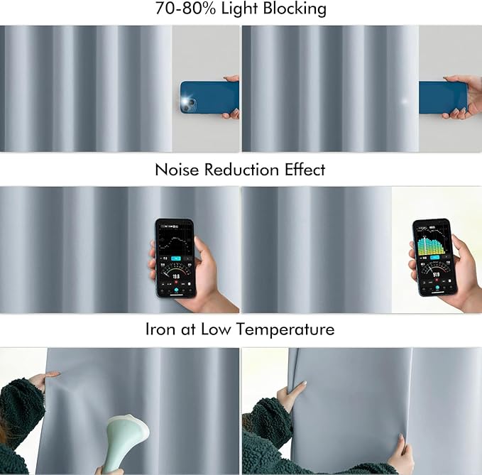 MIULEE Light Blue Back Tab Blackout Curtains 63 Inch Length 2 Panels Set for Living Room Bedroom Privacy, Rod Pocket/Pinch Pleat Thermal Insulated Room Darkening Pleated Light Blocking Drapes
