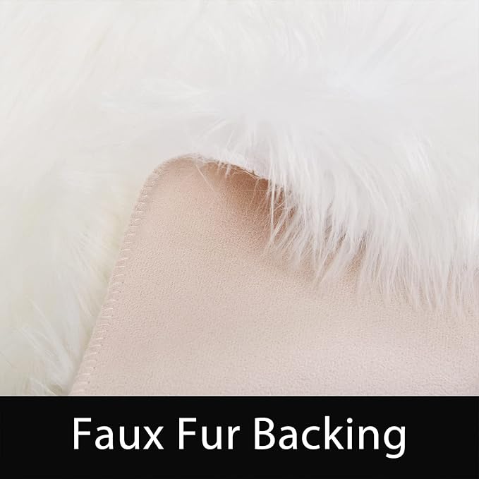 Latepis White Round Rugs 6ft Faux Fur Sheepskin Circle Rug for Living Room Fluffy Washable Rug for Bedroom Teen Room Dorm Cute Room Décor