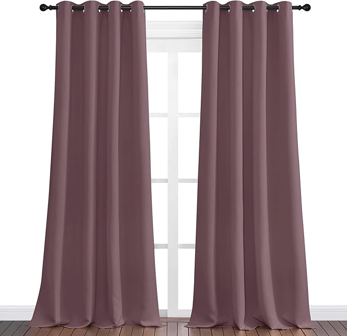 NICETOWN Dry Rose Blackout Curtains 120" Long for Office, Dining Room, Guest Room, 55" Wide, 2 Pieces, Sound Reducing Heat and Cold Block Curtain Panels for Modern Room Decorative