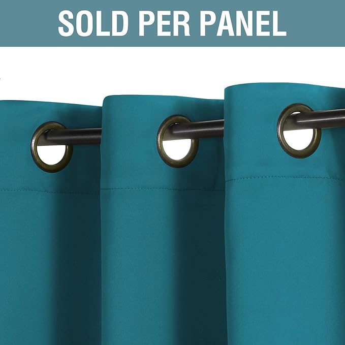 H.VERSAILTEX Blackout Thermal Insulated Living Room Curtains 84 inches Long Kids Boys Room Curtains for Bedroom - Room Darkening Window Treatment Grommet One Panel, Turquoise Blue, 52'W x 84'L