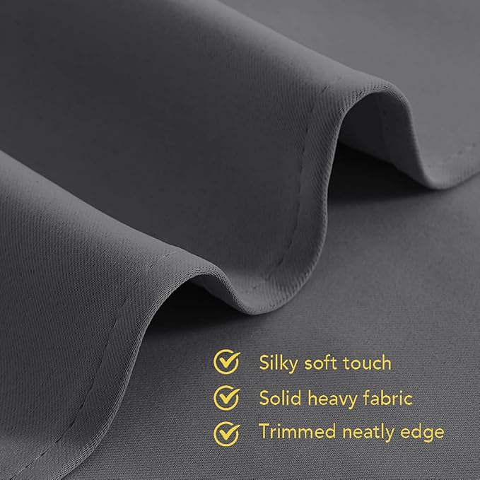 NICETOWN Grey Blackout Curtain Panels for Bedroom, Thermal Insulated Grommet Top Blackout Draperies and Drapes for Basement (2 Panels, W70 x L63-inch, Grey)