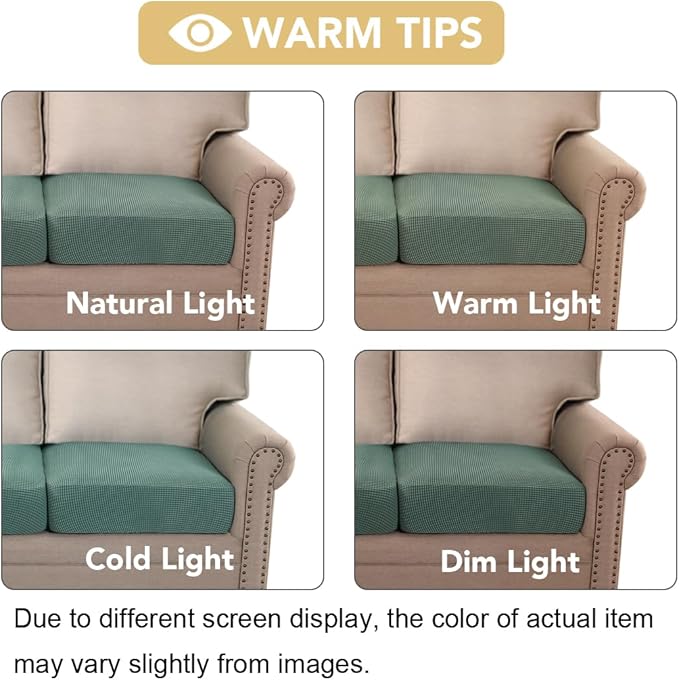 H.VERSAILTEX Super Stretch Individual Seat Cushion Covers - Sofa & Couch Cushion Slipcover Sets - Thick Jacquard Textured Twill Fabric (3 Piece XL, Sage)