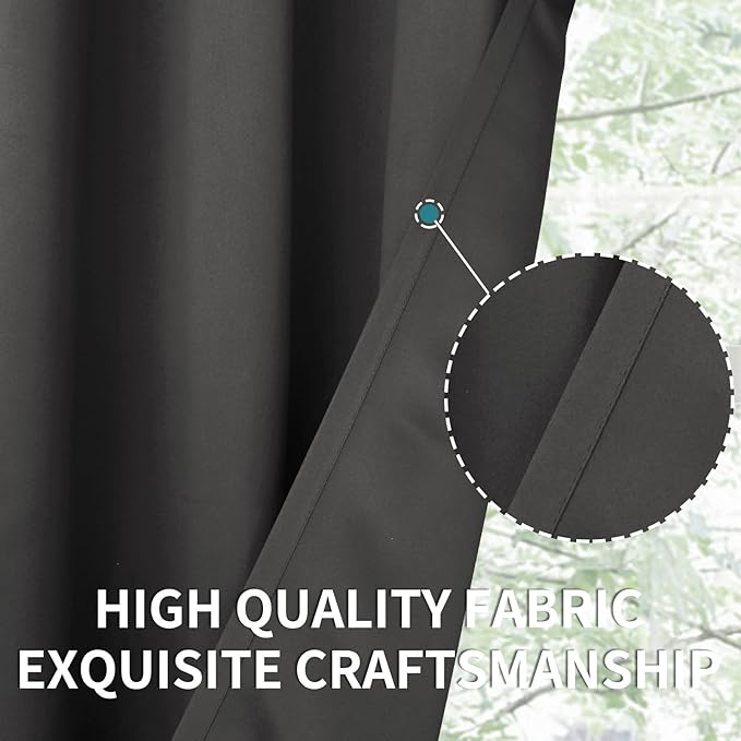 BGment Blackout Curtains for Bedroom - Grommet Thermal Insulated Room Darkening Curtains for Living Room, Set of 2 Panels (70 x 63 Inch, Dark Grey)