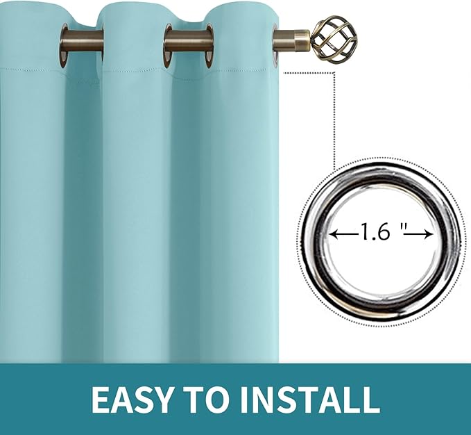 BGment Blackout Curtains - Grommet Thermal Insulated Room Darkening Bedroom and Living Room Curtains, Set of 2 Panels (52 x 45 Inch, Baby Blue)