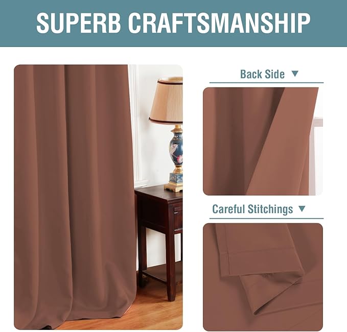 H.VERSAILTEX Blackout Curtain for Bedroom Thermal Insulated Window Treatment Curtain Extra Long 63 inch Length Energy Saving Solid Grommet Top Blackout Drape, One Panel, Washed Spice, 52" W x 63" L
