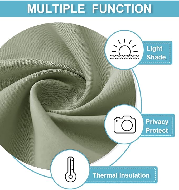 RYB HOME Blackout Curtains for Bedroom 84 inches Long 2 Panels Set, Privacy Thermal Insultaed Sunlignt Heat Blocking Drapes for Nursery Rental Room, Width 42 by Length 84, Sage Green